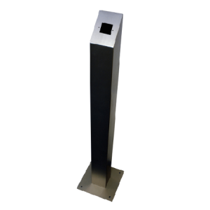 Angled top stainless steel post&comma; 1m&comma; with cut-out