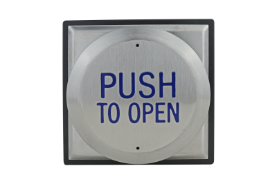 Large all-active PUSH TO OPEN exit button&comma; surface mount