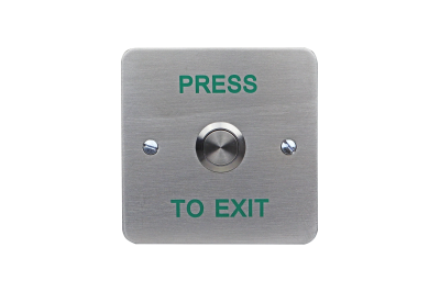 Standard stainless steel exit button&comma; flush mount